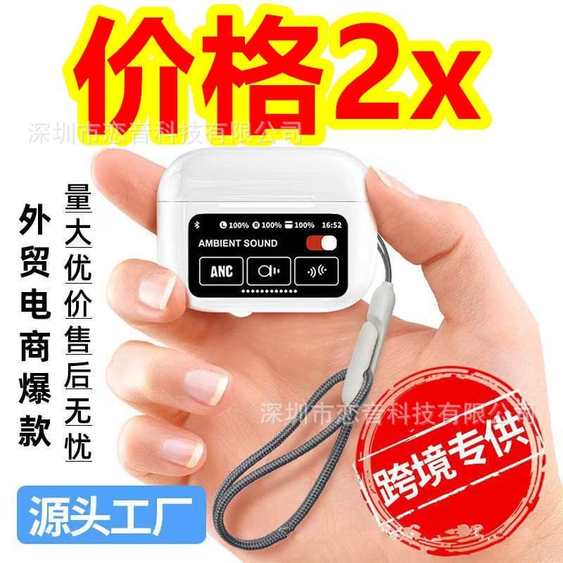 Cross-border Hot Selling A9Pro Round Screen ANC Active Noise Cancelling Earphones Long Battery Life Color Screen In-ear Bluetooth Headphones