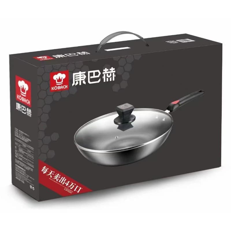 Fuyun Non-Stick Wok for Home Use 32cm Uncoated Cast Iron Wok for Gas and Induction Cooktops