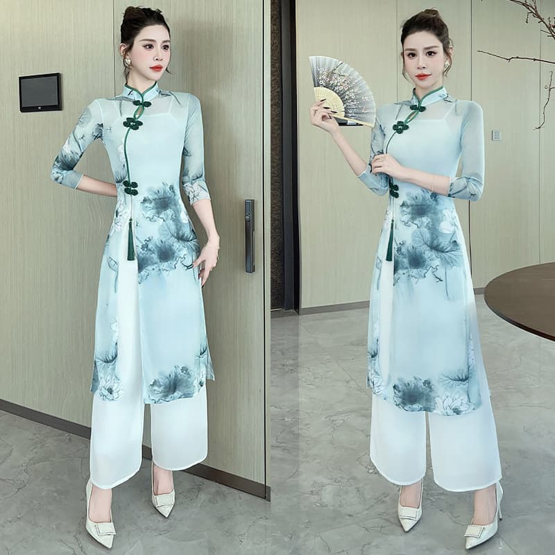 Chinese-style neo-classical dance, flowing cheongsam, female foot bath and massage technician uniform, gentle massage - 1513