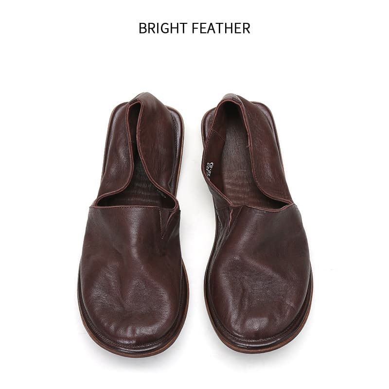 Italian Handmade Horsehide Fisherman Shoes for Men, Soft Leather Comfortable Loafers, Genuine Leather Breathable Summer Lightweight Boat Shoes