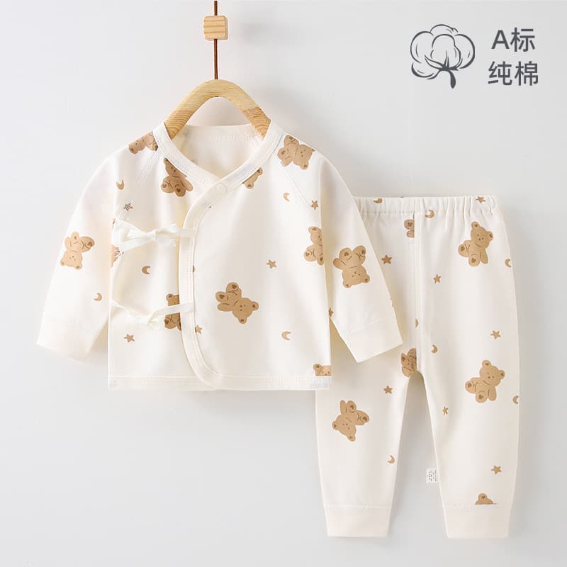 Newborn Baby Clothes Autumn Winter Cotton Bodysuit Set 0-6 Months Baby Long Sleeve Top and Pants Set Monk Style