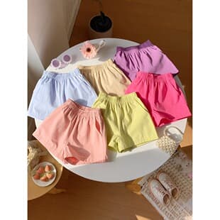 New Summer Dopamine Style Elastic Waist Shorts for Girls, Casual High-Stretch Sporty Cute Pants