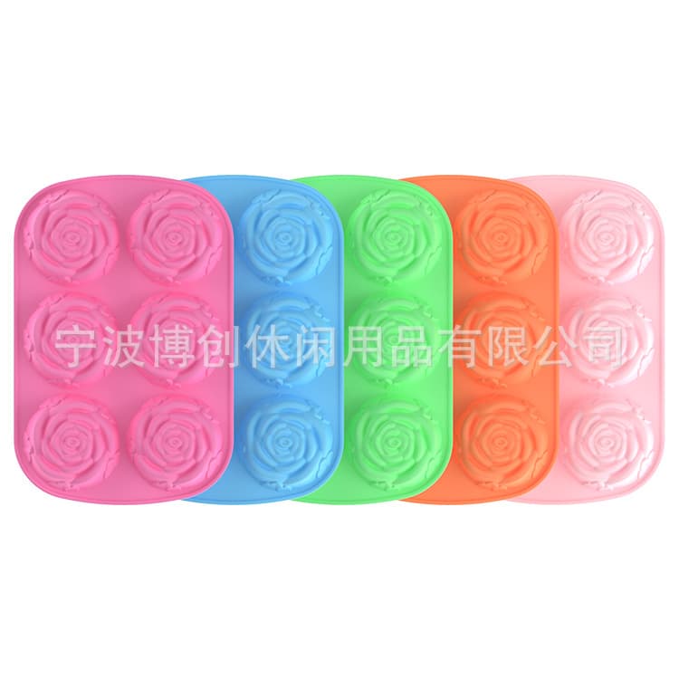 Carefully selected baking tools 6 rose-shaped silicone cake molds pudding jelly mold mousse cake mold