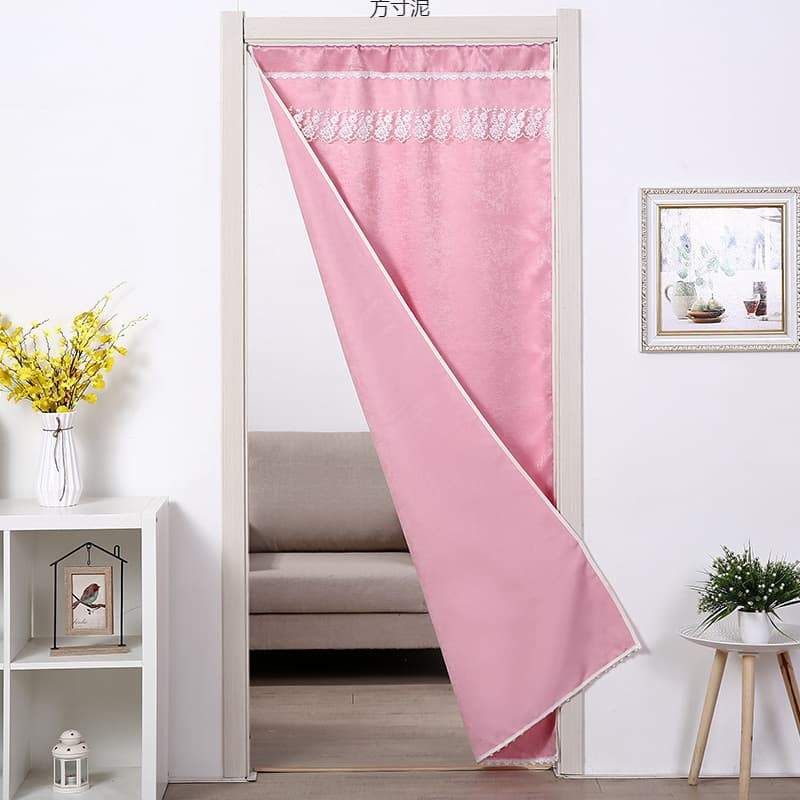 Fabric Door Curtain Light Blocking Partition Curtain for Home Air Conditioning Bedroom Bathroom Kitchen Fitting Room No-Drill Curtain Decoration