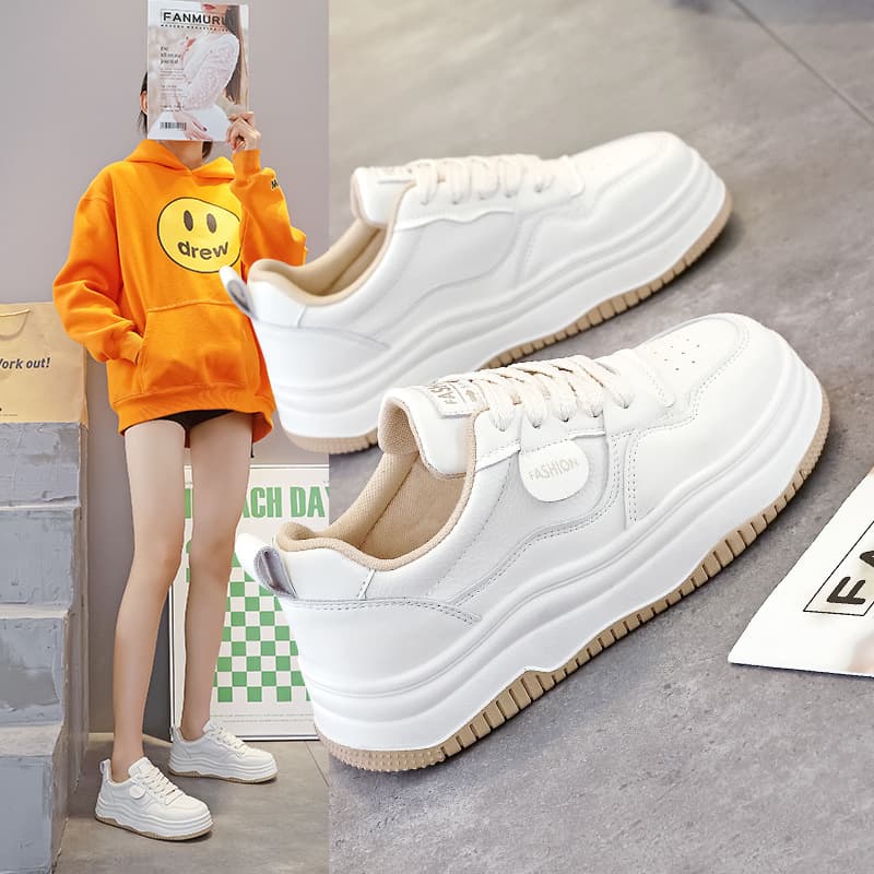 White shoes for women 2026 new spring foot-showing small versatile soft-soled casual sports board shoes for women Y9909