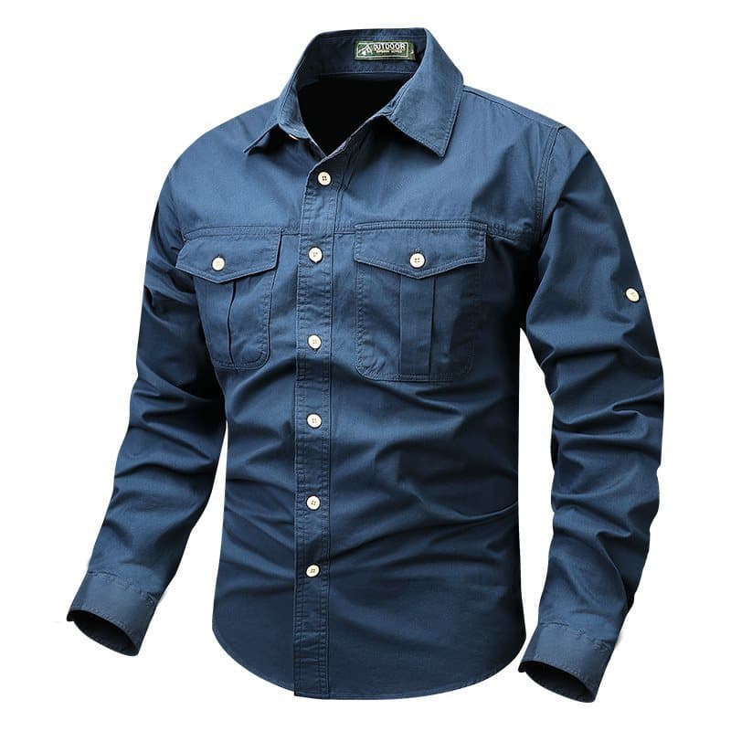 2023 New Long Sleeve Shirt Men Casual Work Shirt Autumn Winter Top Trendy Men's Jacket