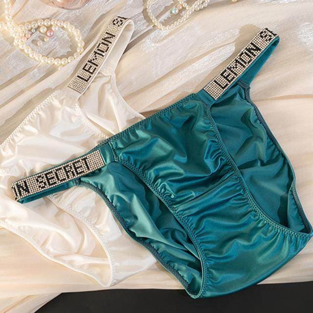 Vesecret Vera/Fashionable sexy rhinestone underwear low-waist ice silk Blingbling bright women's briefs
