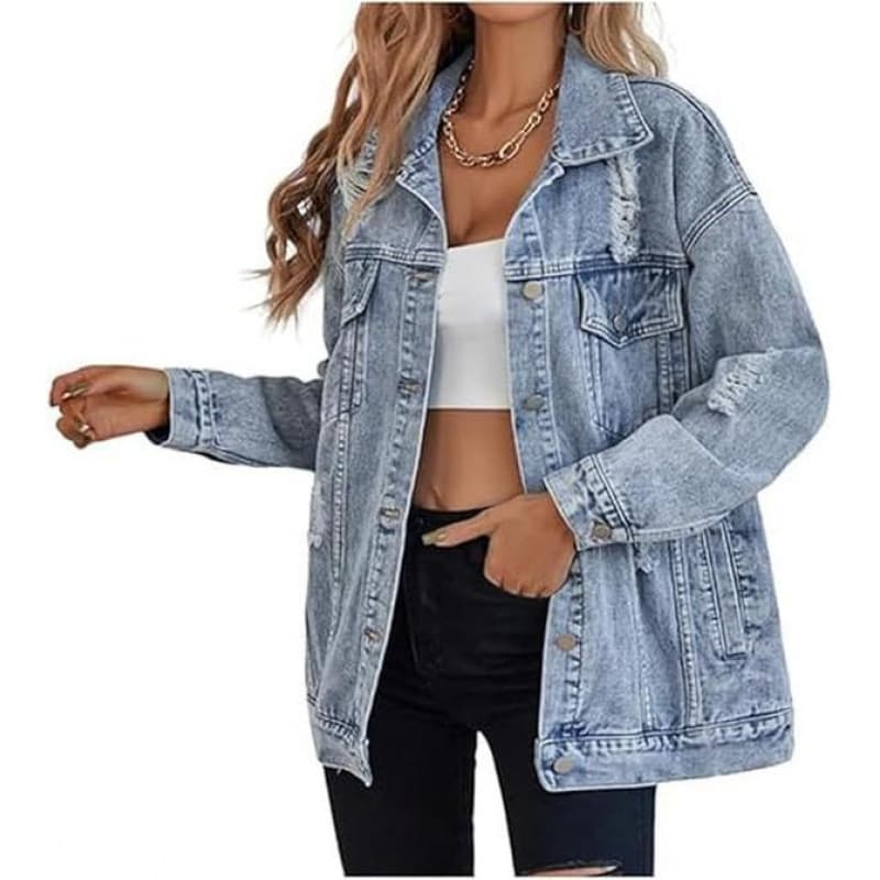 L 10928 Vintage washed denim jacket