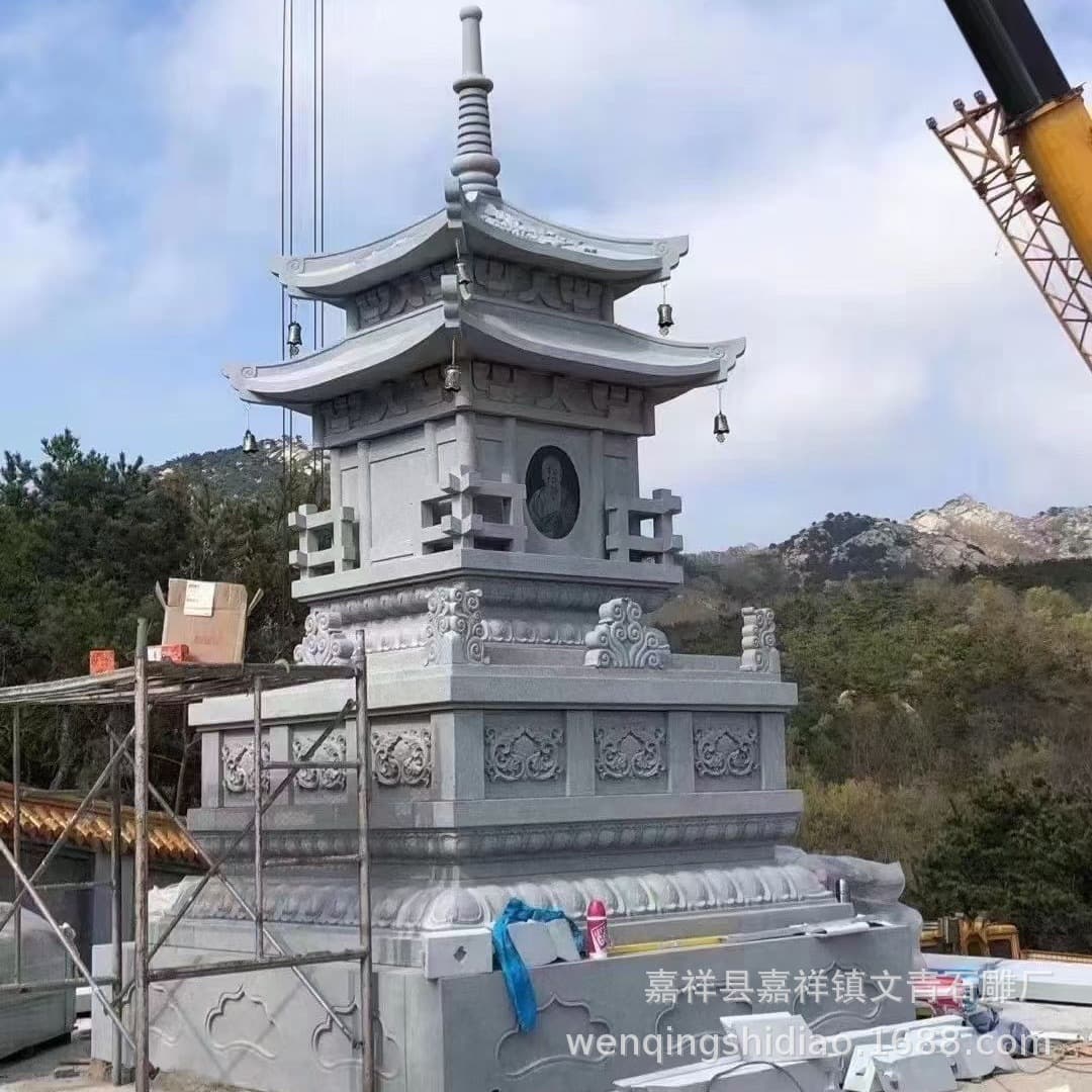 Processed Reliquary Stupa Temple Bluestone Multi-layer Outdoor Stone Carved Buddhist Stupa Durable and Weather-Resistant Affordable Price