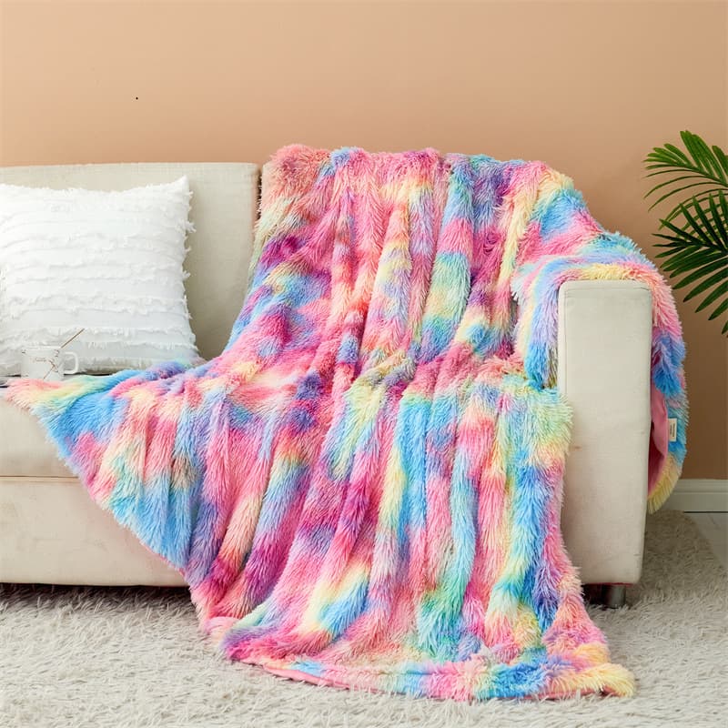 Amazon Solid Mink Fleece Blanket Long Plush Tie-Dye Blanket Amazon Cross-Border Blanket Factory Wholesale