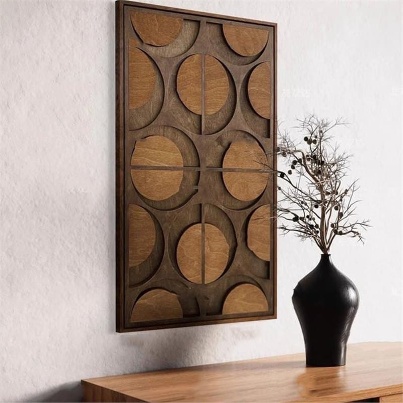 Vintage Decorative Painting "Circles" Wabi-Sabi Textured Chinese Retro Style High-End Guesthouse Wall Art