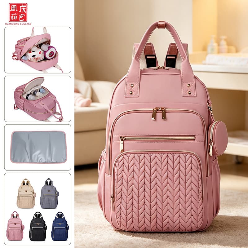 Fashionable Mom & Baby Diaper Bag Wholesale, Hangs on Crib, with Changing Pad, Multi-functional Lightweight Outing Backpack for Mothers