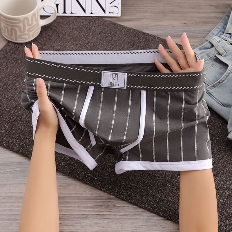 Wholesale Men's Boxer Briefs, Fashionable Striped Athletic Style, Comfortable Breathable Cotton