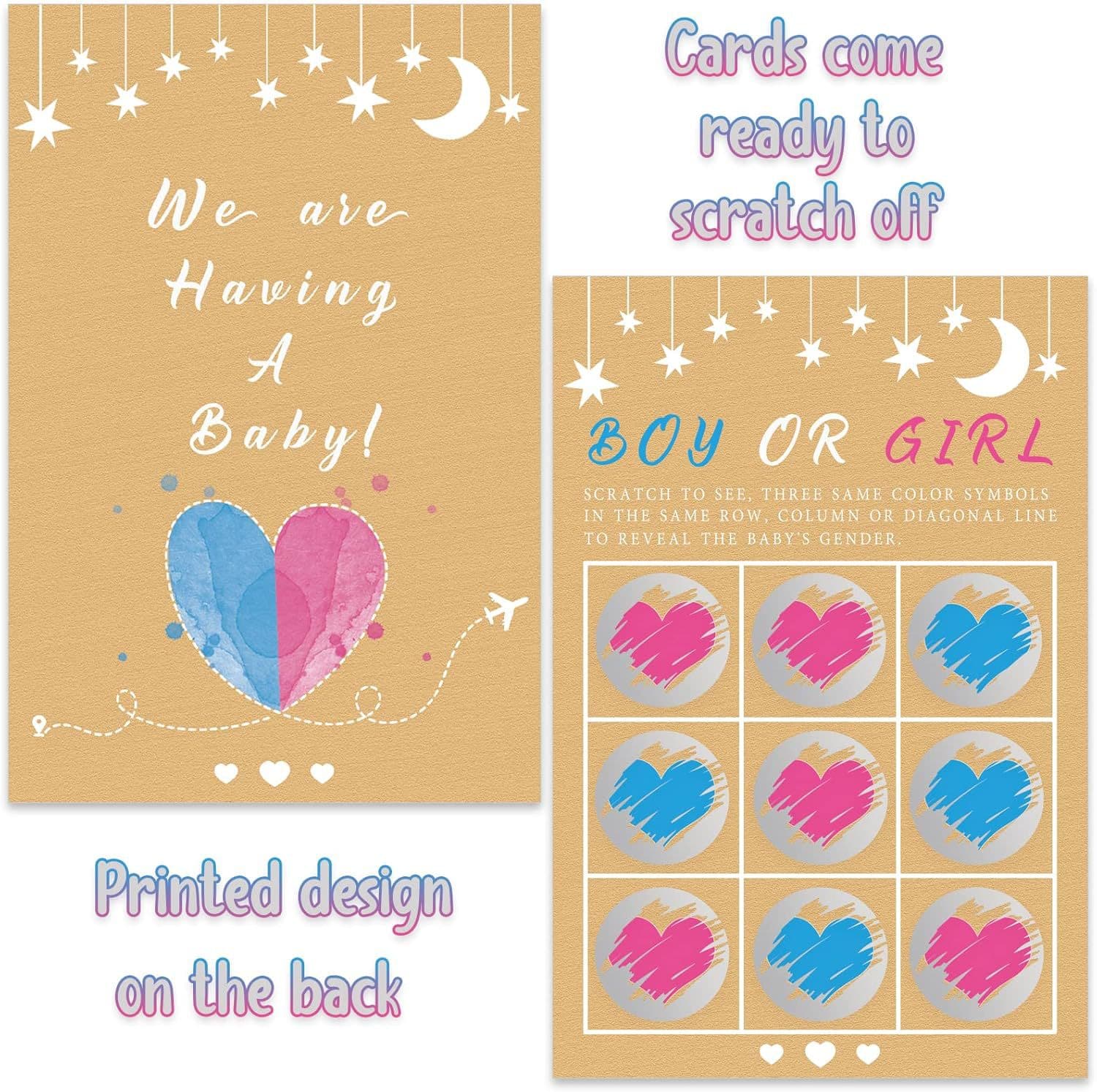 Its a Girl Gender Reveal Gender Guess Girl Guess Boy Scratch Card Family Friends Shower Game Card
