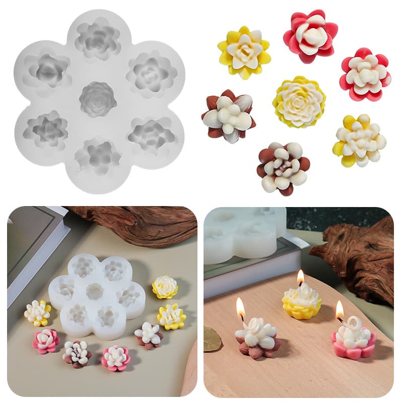 Zhongcheng DIY Succulent Plant Cactus 3D Seven-in-One Flower Silicone Mold Plant Silicone Mold
