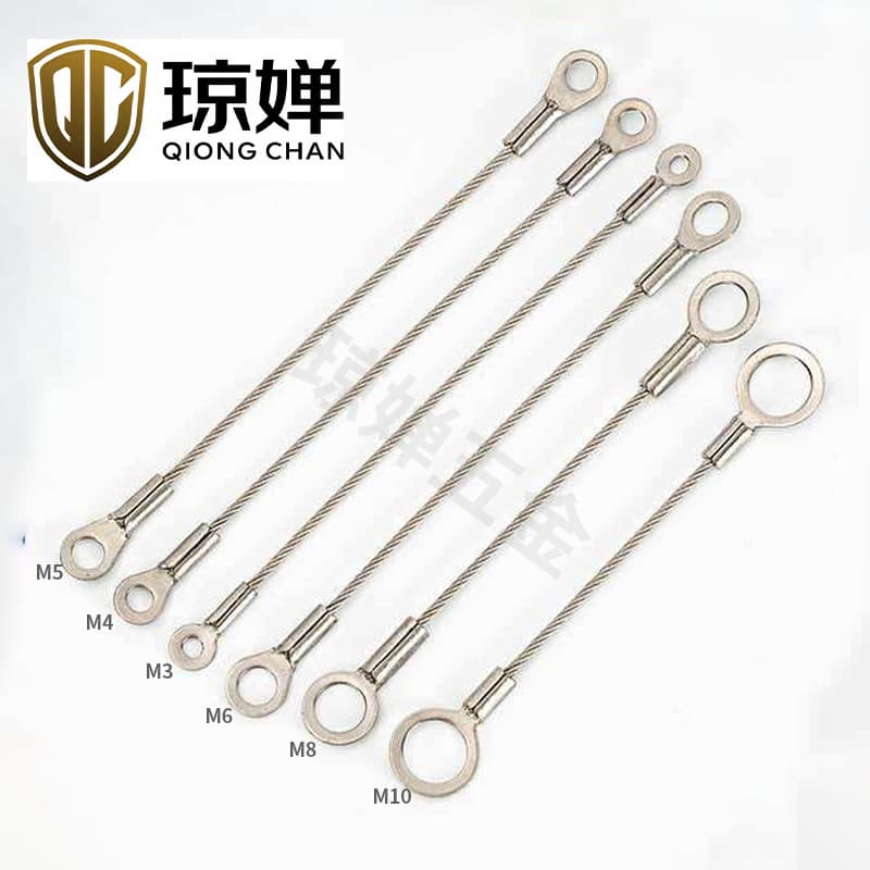 Custom manufacturer of various specifications pressed wire ropes, galvanized stainless steel terminals, eye terminals, stainless steel cables.