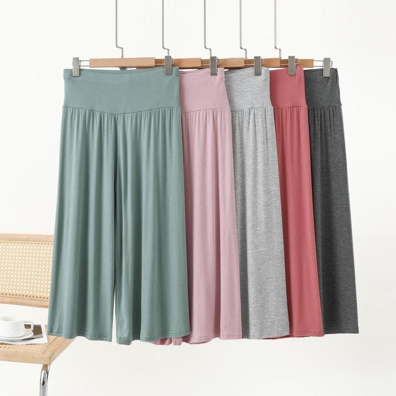 Modal Sleep Pants for Women, Loose and Casual Capri Pants, Maternity Wearable, High-Waist Wide-Leg Pants, Plus Size Air Conditioning Pants