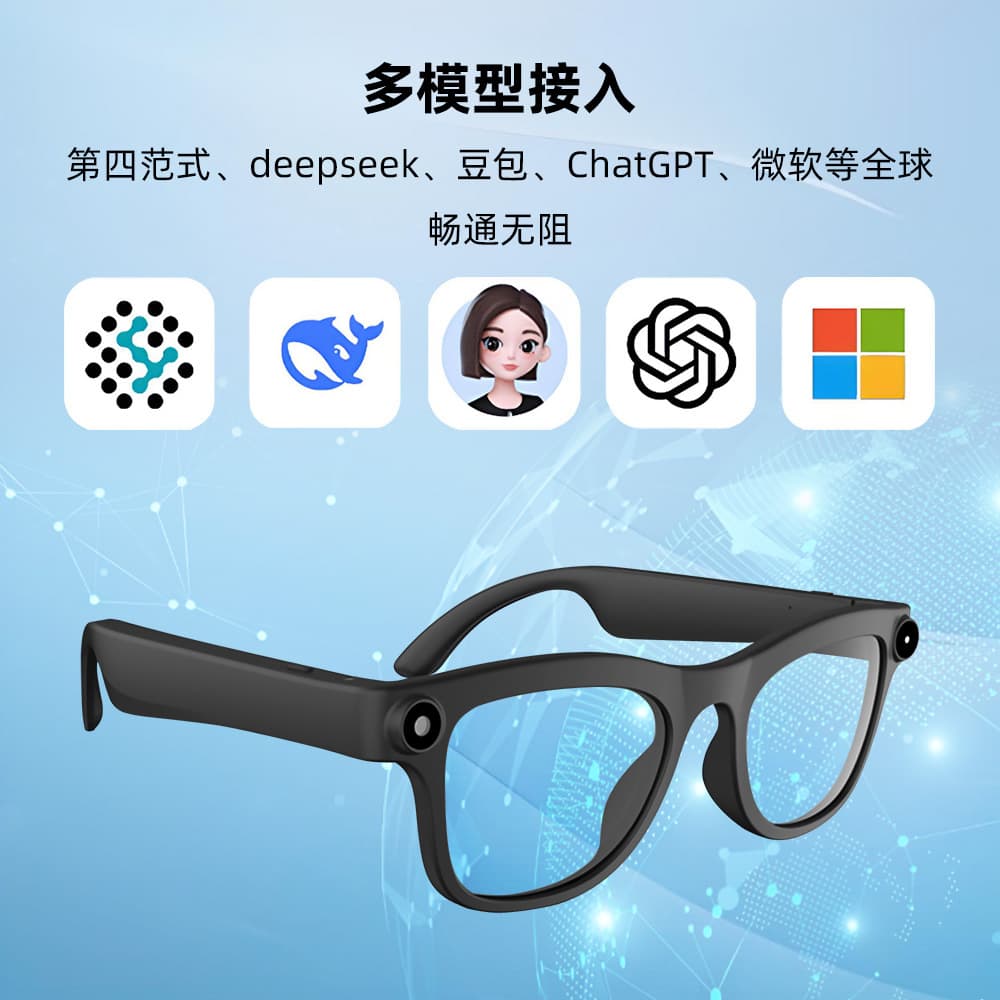 AI Smart Glasses with HD Camera for Large Model Image Recognition, Bluetooth Voice Navigation, Translation, and Meeting Assistant
