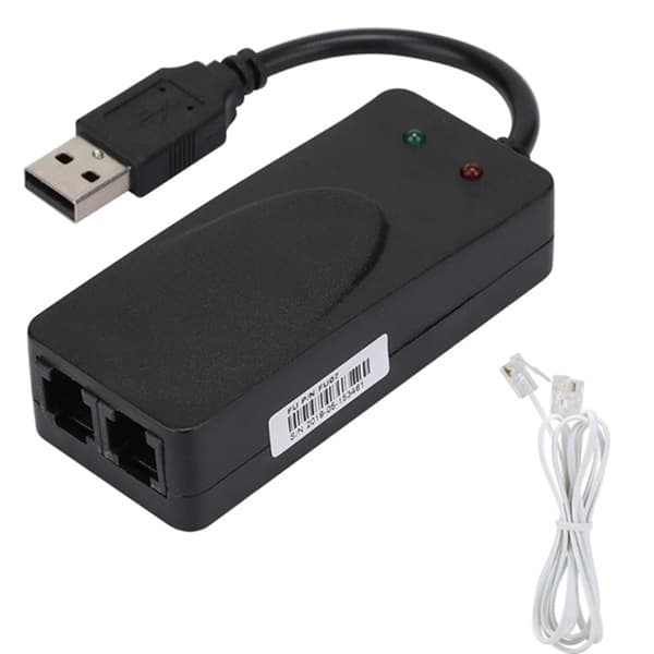 USB Modem 56K External Modem Paperless Dual-Port RJ45 Fax Modem for Dial-up Internet and Caller ID
