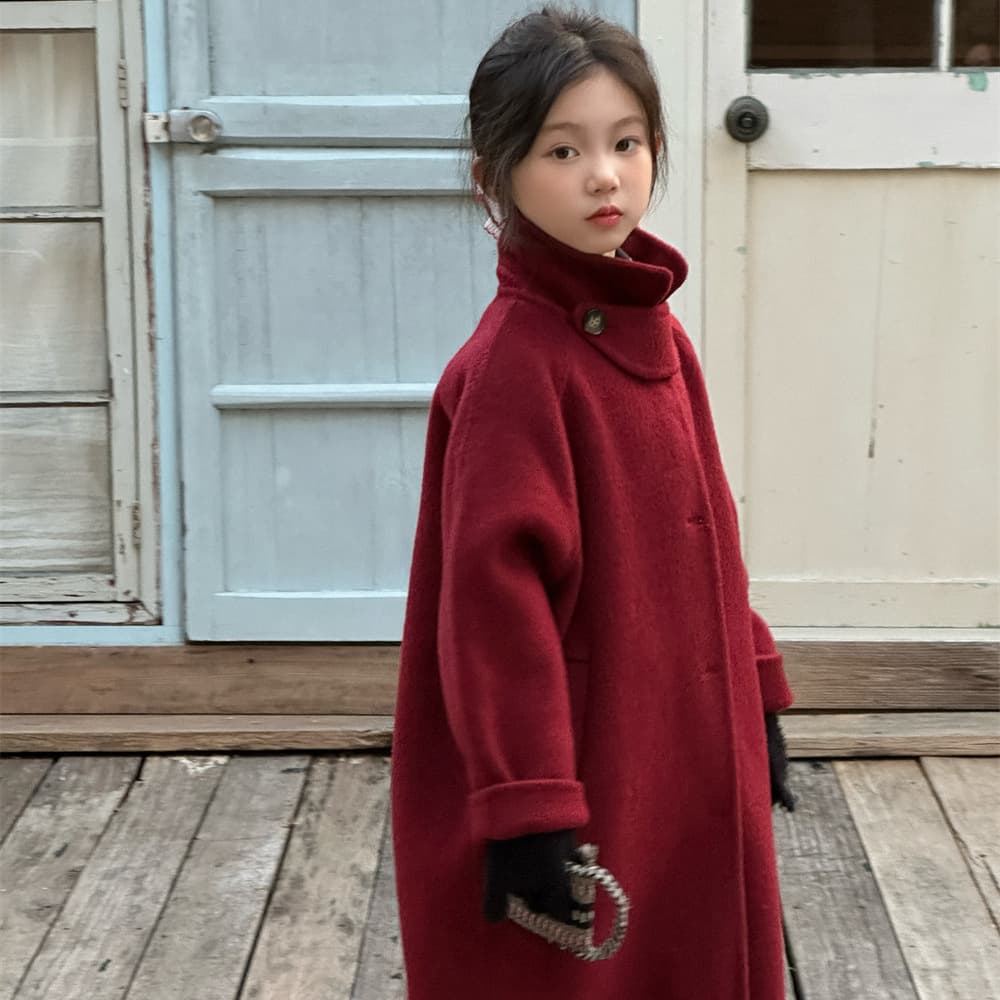 Flower and Seeking Kids Children's Clothing Double-Sided Wool Coat 2024 New Style Girls' Winter Woolen Coat Girls' Trendy