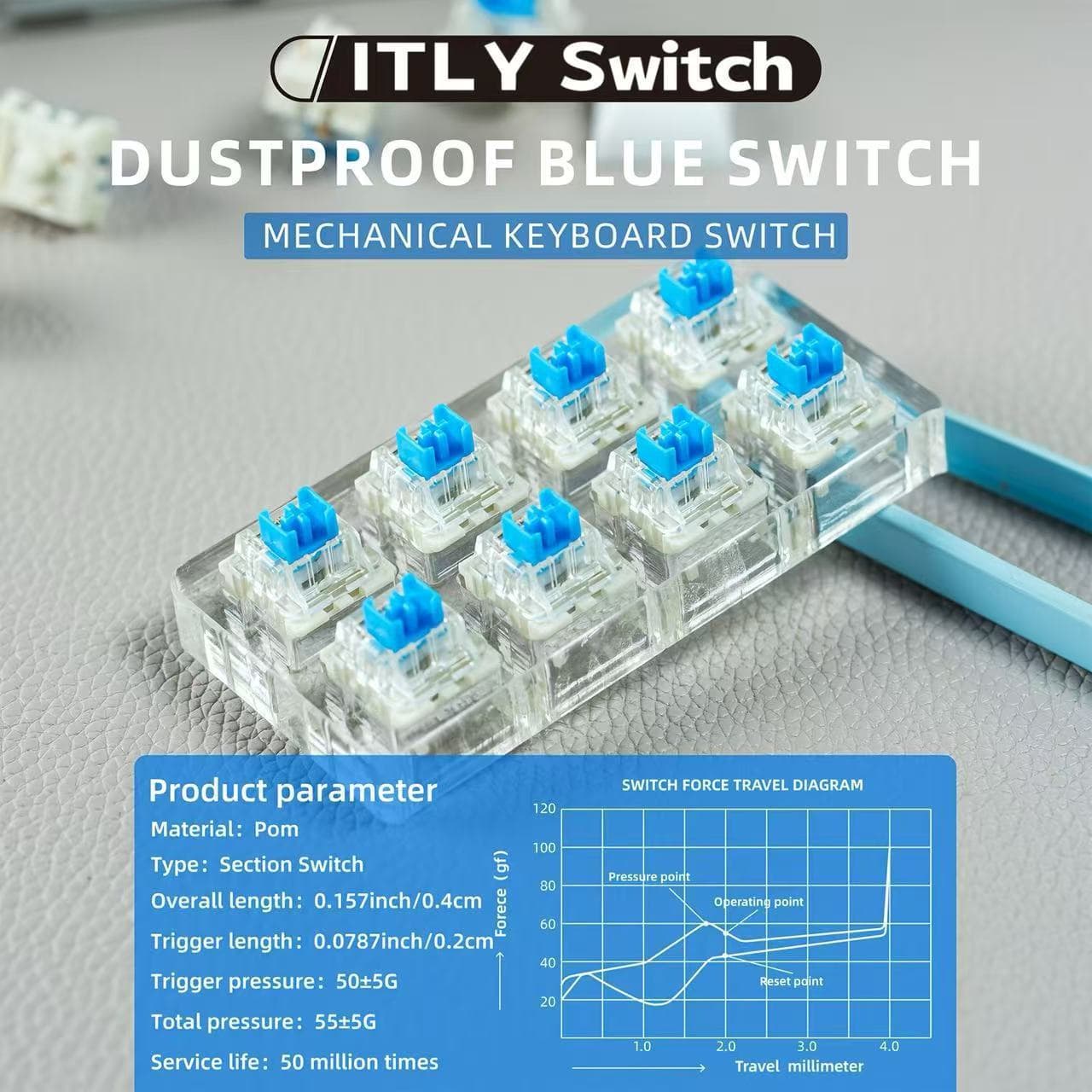 Itly Mechanical Keyboard with Soldered Switch Housings, Dustproof Blue Switches, Red Switches, Black Switches, Brown Switches, Cross Switches, Popular Models
