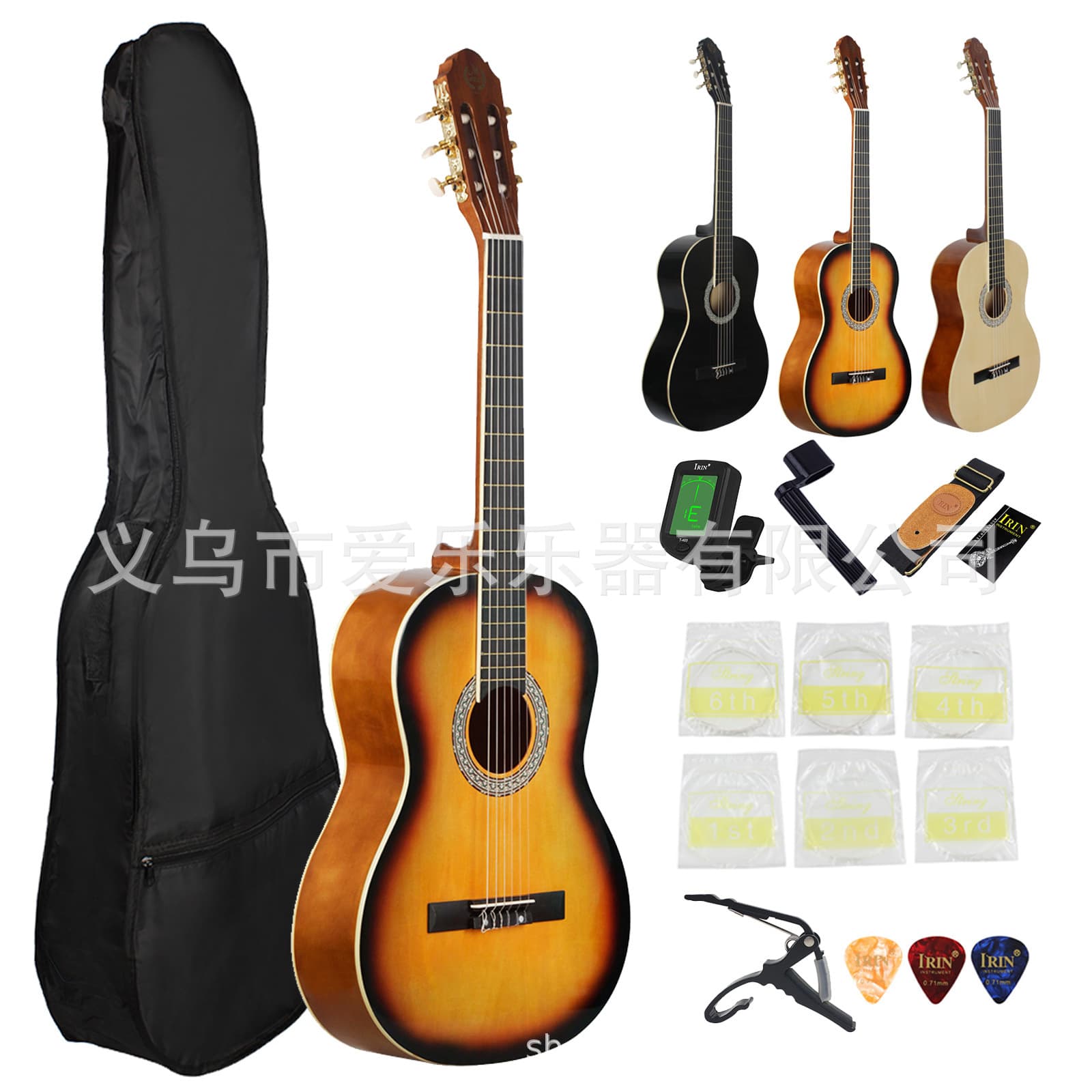 Classical Guitar Factory Source 39-inch Classical Guitar for Beginners Adults Round Corner Wooden Guitar Set Instrument