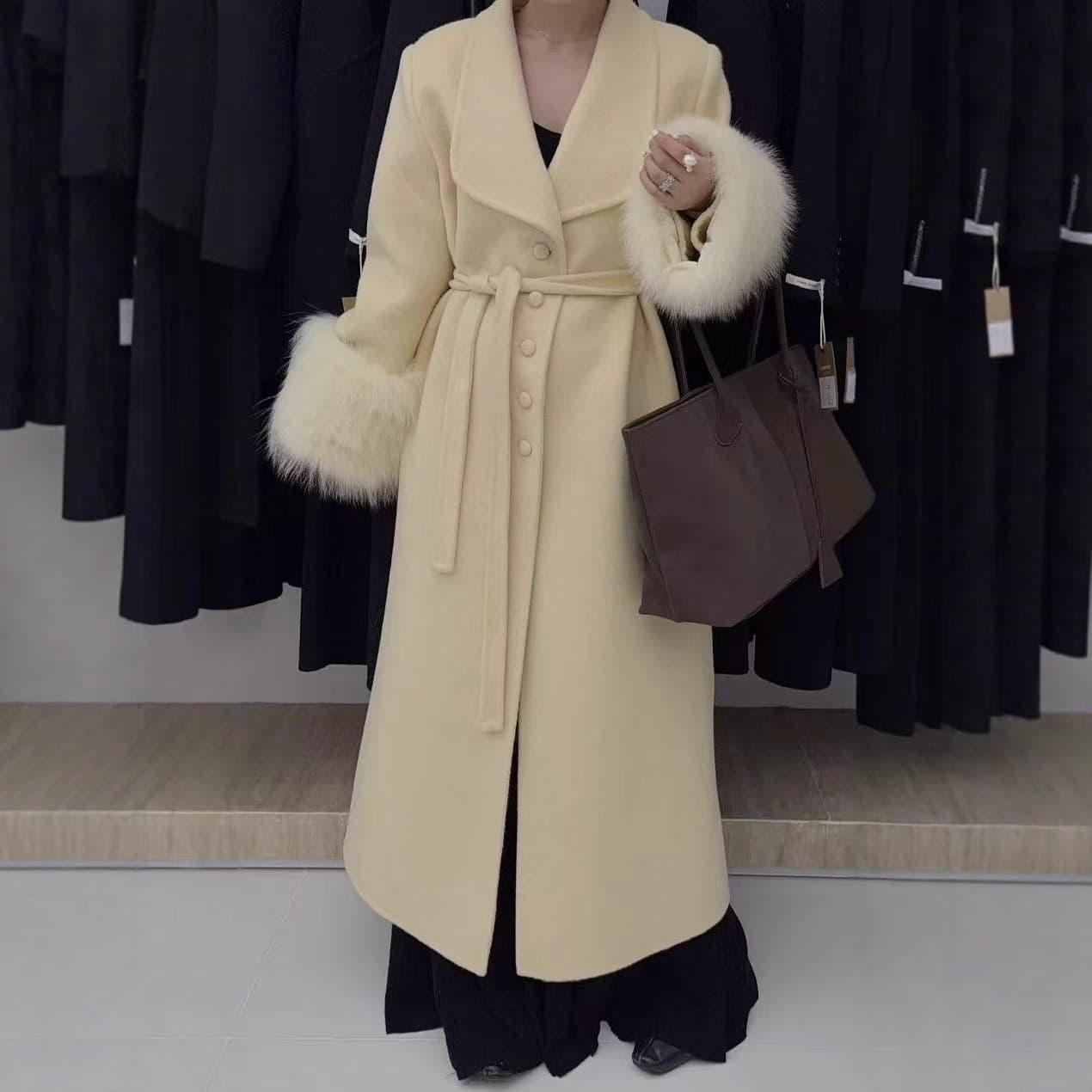 2025 Autumn/Winter New Long Sleeve Double-Faced Wool Coat Solid Color Light Luxury Long/Short Fashion Woolen Outerwear