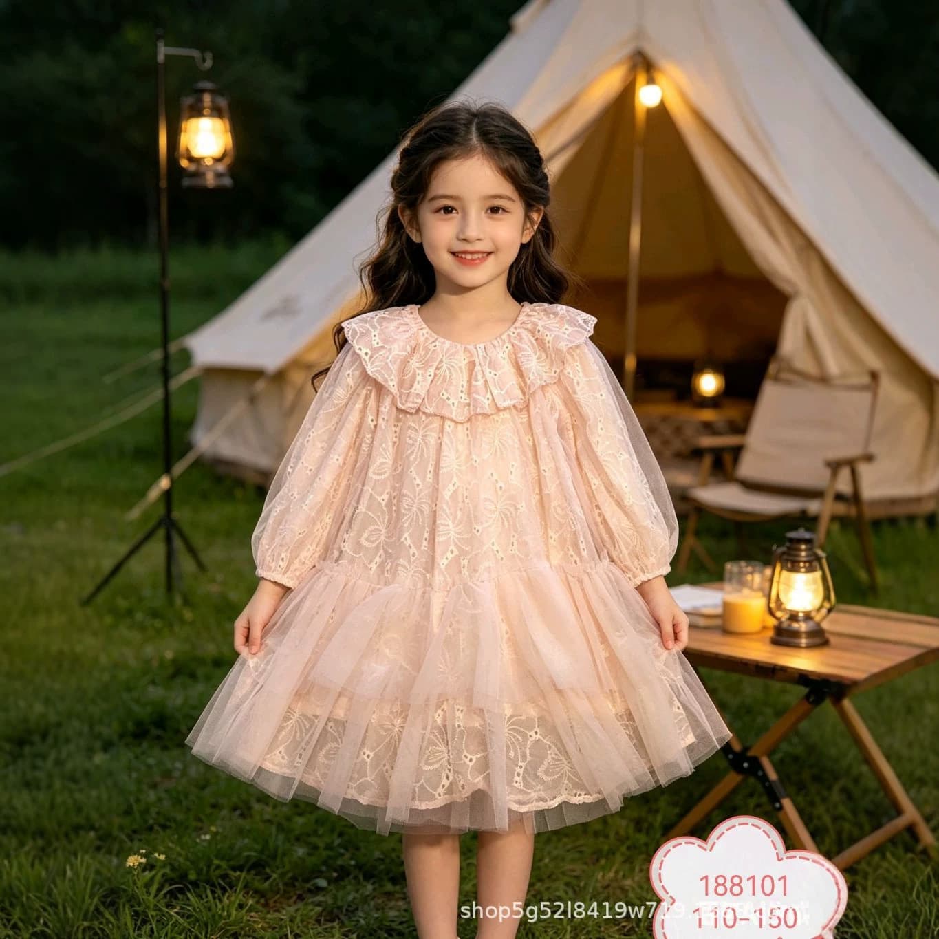 Girls' Skirt Size 110-150, 2026 Autumn Style, Korean Fashionable Mesh Princess Skirt for Girls Co8101