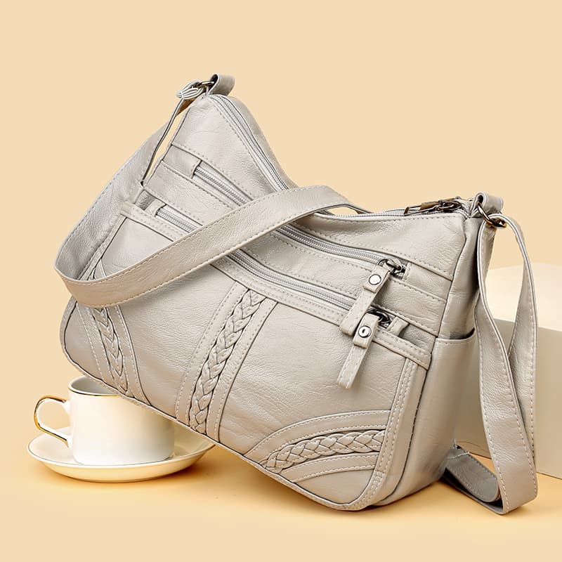 2024 New Fashion Women's Shoulder Bag Simple Color PU Texture Large Capacity Tote Bag Trendy Crossbody Bag