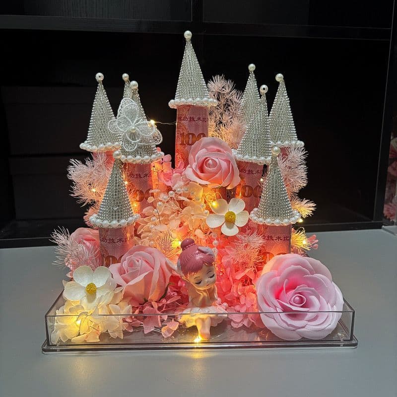 Youqianhua Castle Acrylic Gift Box DIY Craft Kit, Birthday Gift for Girlfriend Best Friend, Rhinestone Decoration