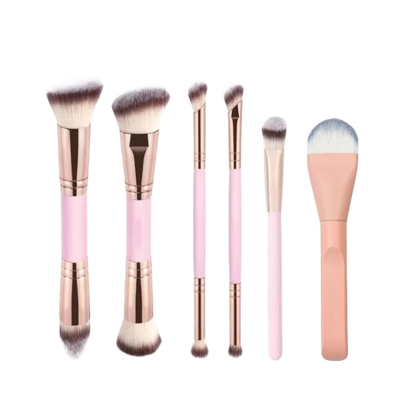 European and American Best-Selling Double-Ended Makeup Brush Set, Contour Blush Brush, Foundation Brush, Soft Bristle Brown Makeup Brush, Beauty Tools