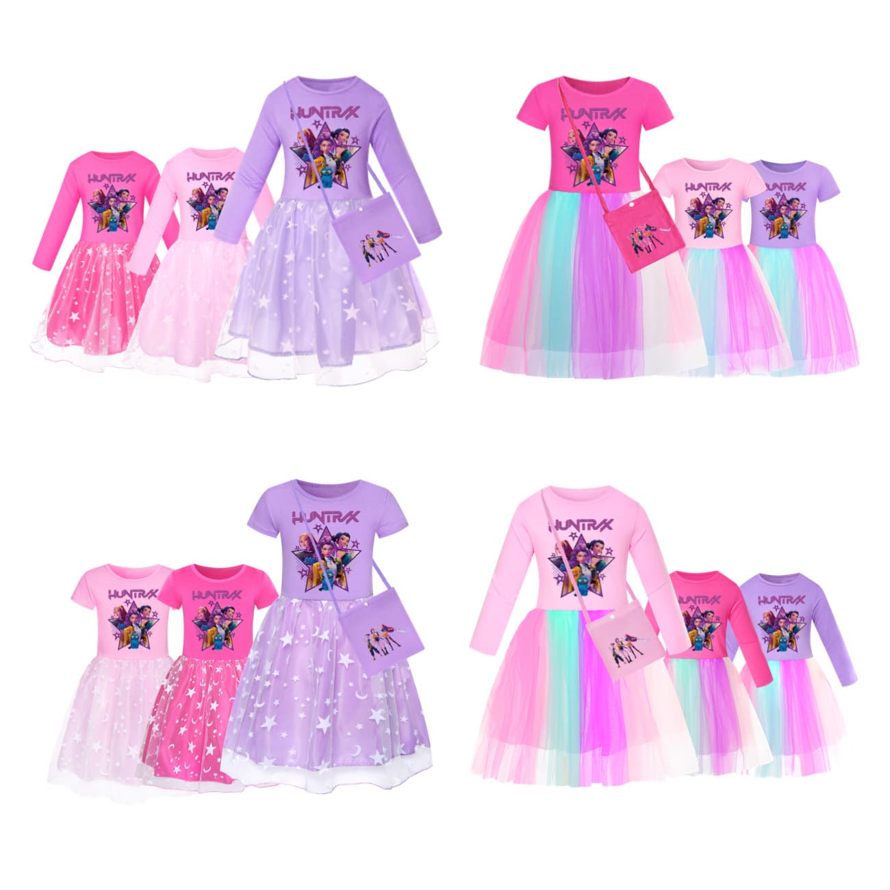 Kpop Hunter Witch Group Girls Star Dress Rainbow Lace Dress Summer Spring Autumn Flared Dress 4840