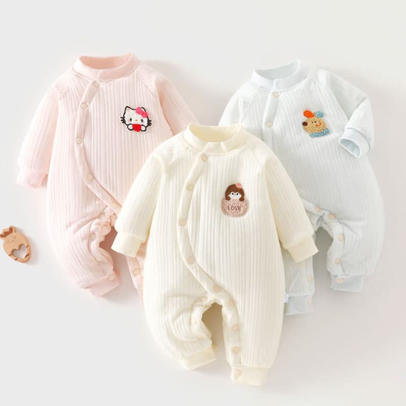 [High-End] Winter Baby One-Piece Cotton-Padded Jacket with 150g Filling, Snap Button Design for Newborns