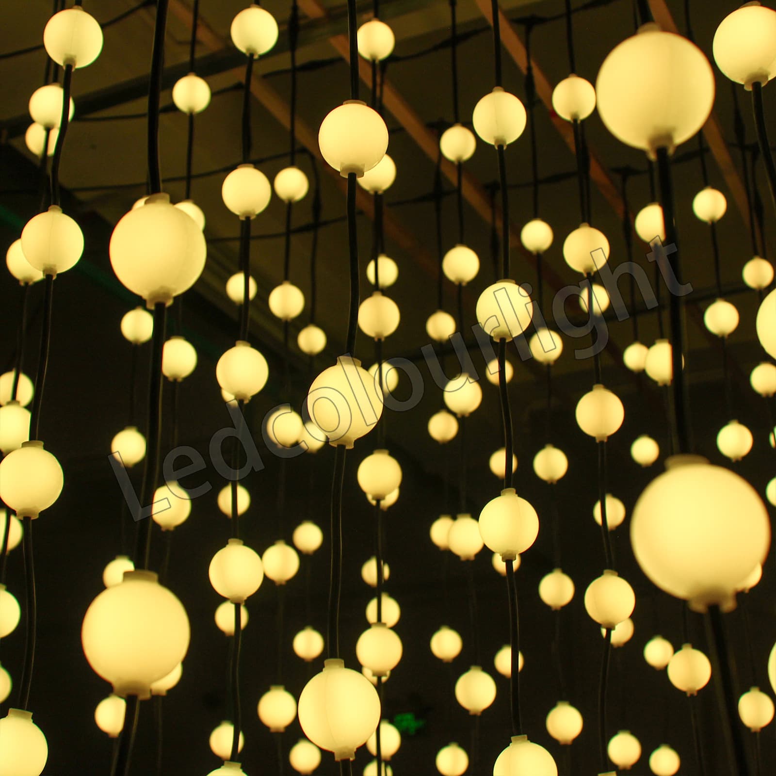 DMX RGB LED 360° 3D Illuminated Sphere, Spherical Decorative Light, String Curtain Light, Milky White 3D Sphere Dot Matrix
