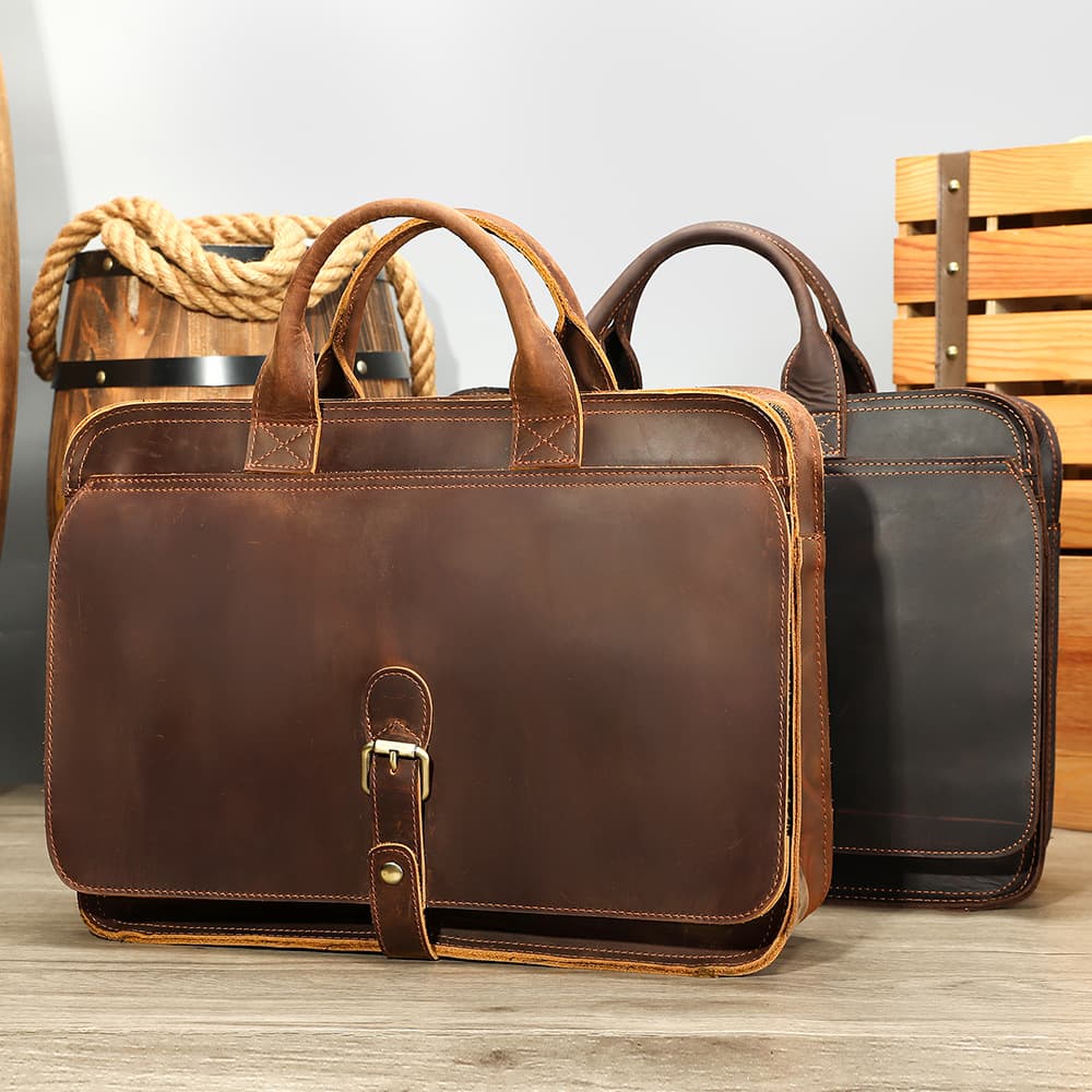 Cross-border European and American retro crazy horse leather briefcase laptop bag men leather briefcase men