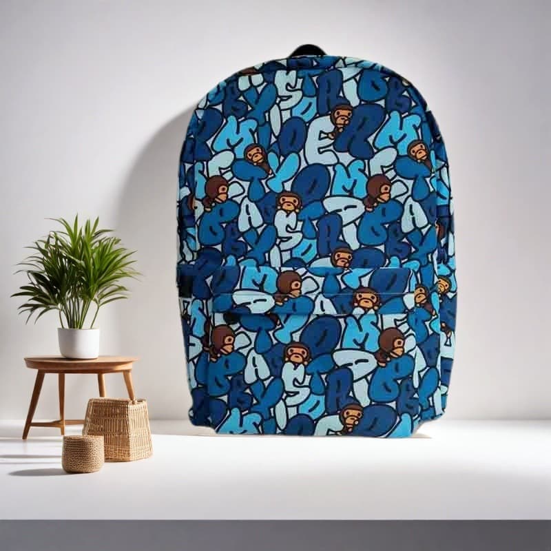 BAPEBABYMILO Cartoon Letter Backpack Student School Bag for Boys and Girls Casual Fashion Backpack Trendy Brand Large Capacity