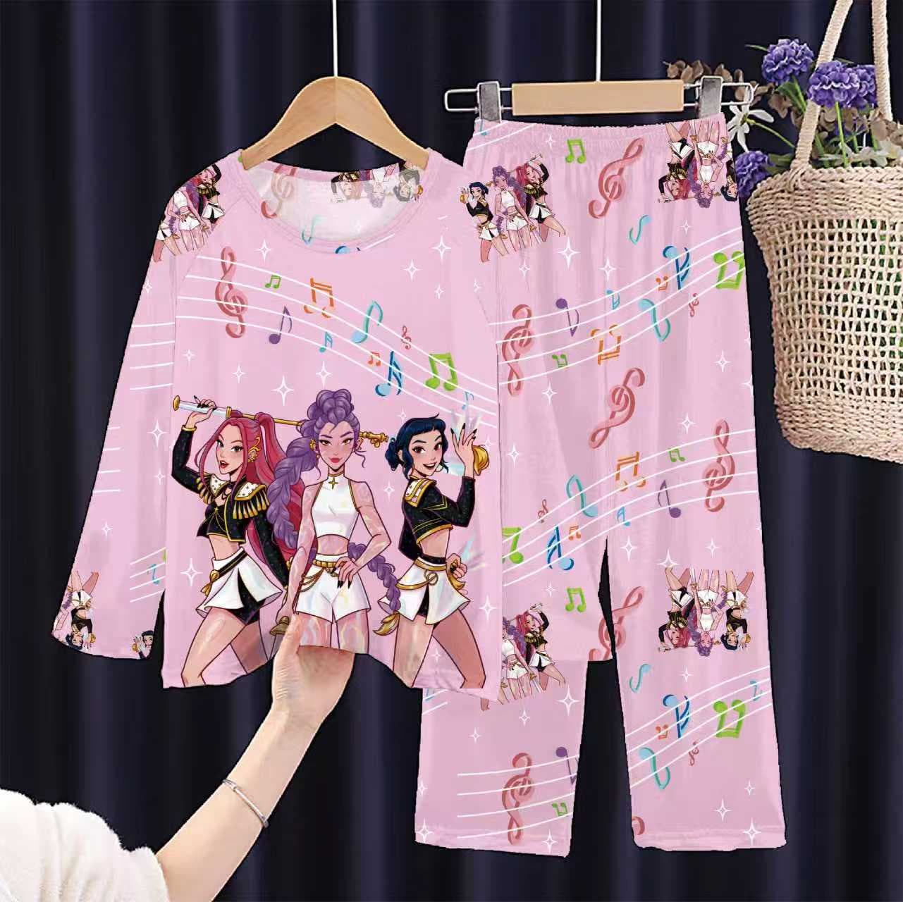 Southeast Asia Children's Pajamas Spring/Autumn Cartoon Witch Hunters K-POP Girls Baby Homewear Set