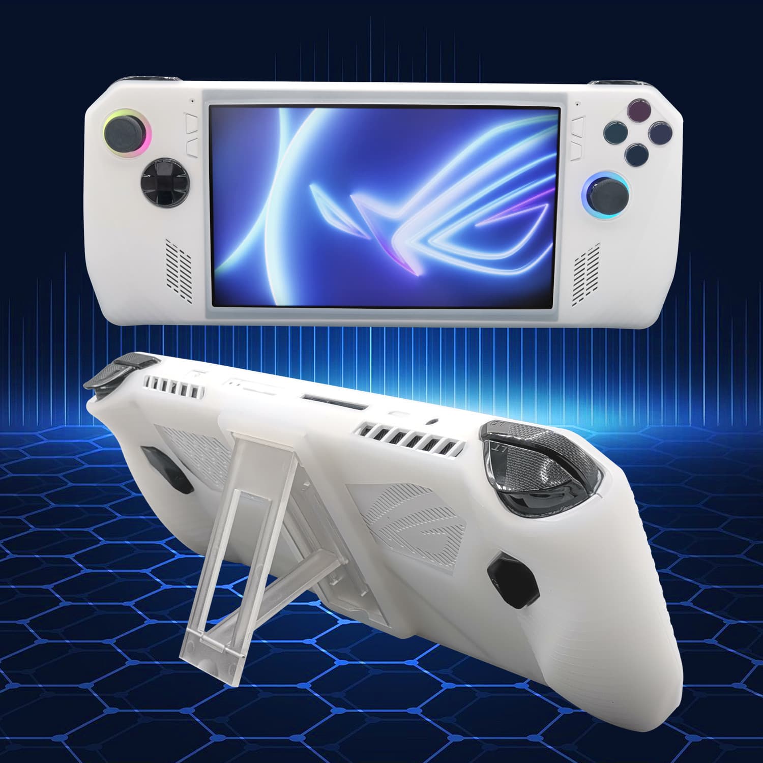Silicone Protective Case for ASUS ROG Ally Gaming Console with Stand, Full Coverage