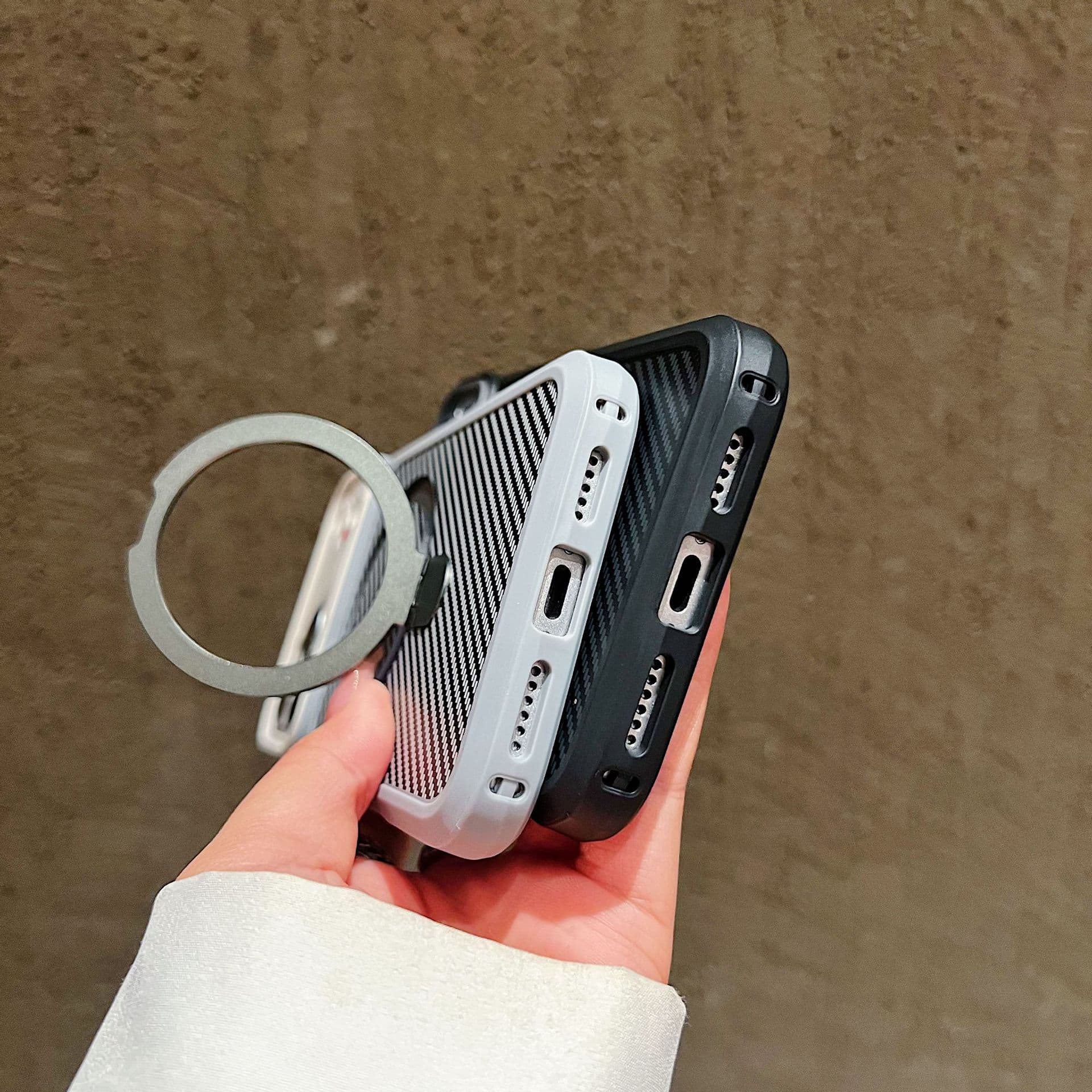 Carbon Fiber Pivot Magnetic Mount Case for iPhone 17 Pro Max, Strong Magnet Anti-Drop Apple 16 Protection