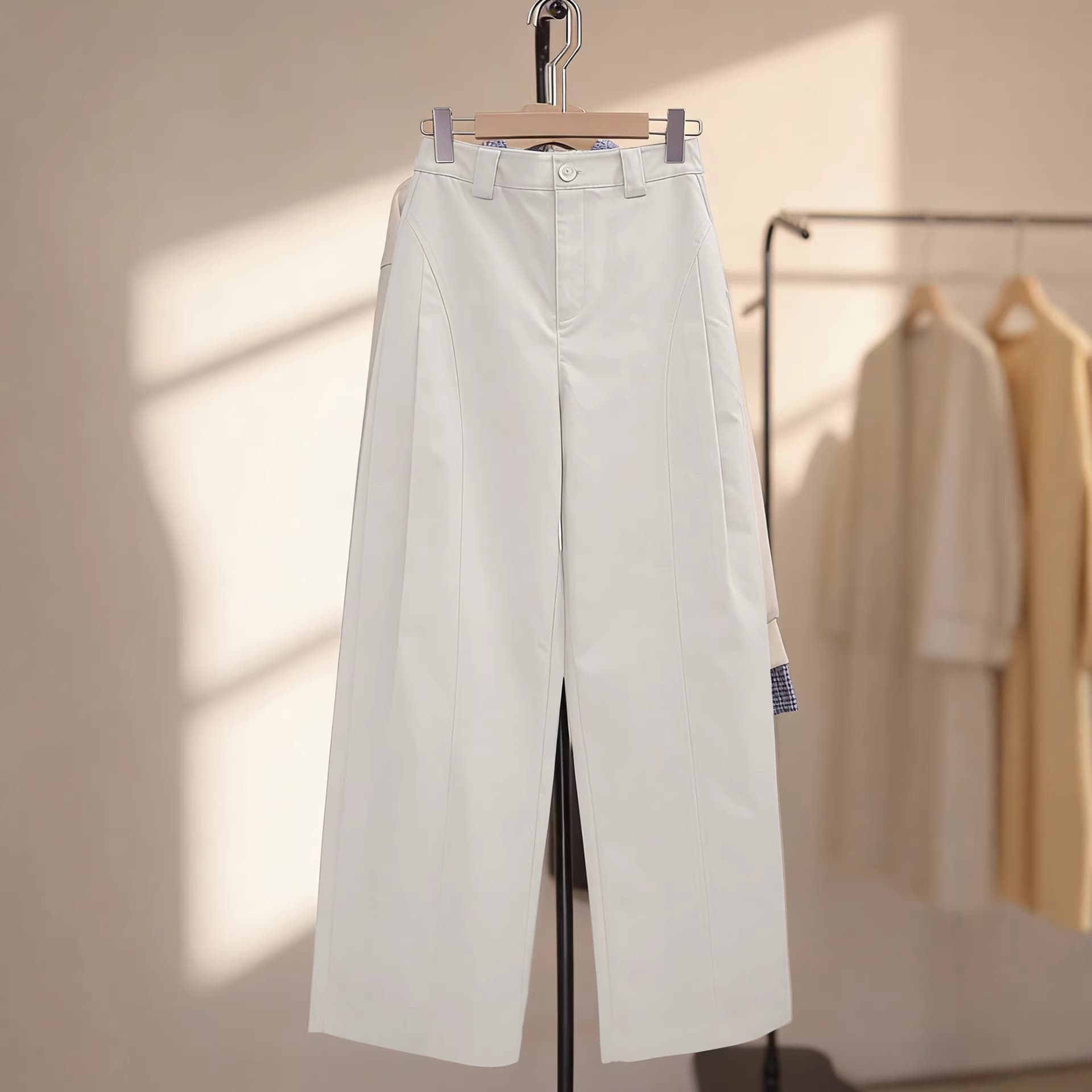 Korean-Style Relaxed Casual Pants for Women, 2026 New Spring/Summer Wide-Leg Flowy Slim Curved-Leg Suit Trousers
