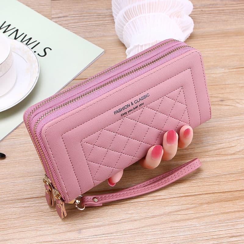 Cross-border Drop Shipping Wallet Women's New Long Style Handheld Casual Phone Bag Double Zipper Wallet Large Capacity Card Holder
