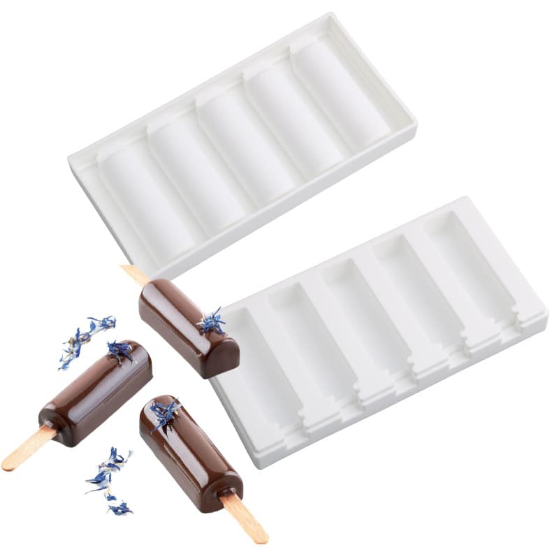 Shenhong New 5-Cavity Semi-Cylindrical Rectangular Popsicle Mold Silicone Mold Cheese Stick DIY Ice Cream