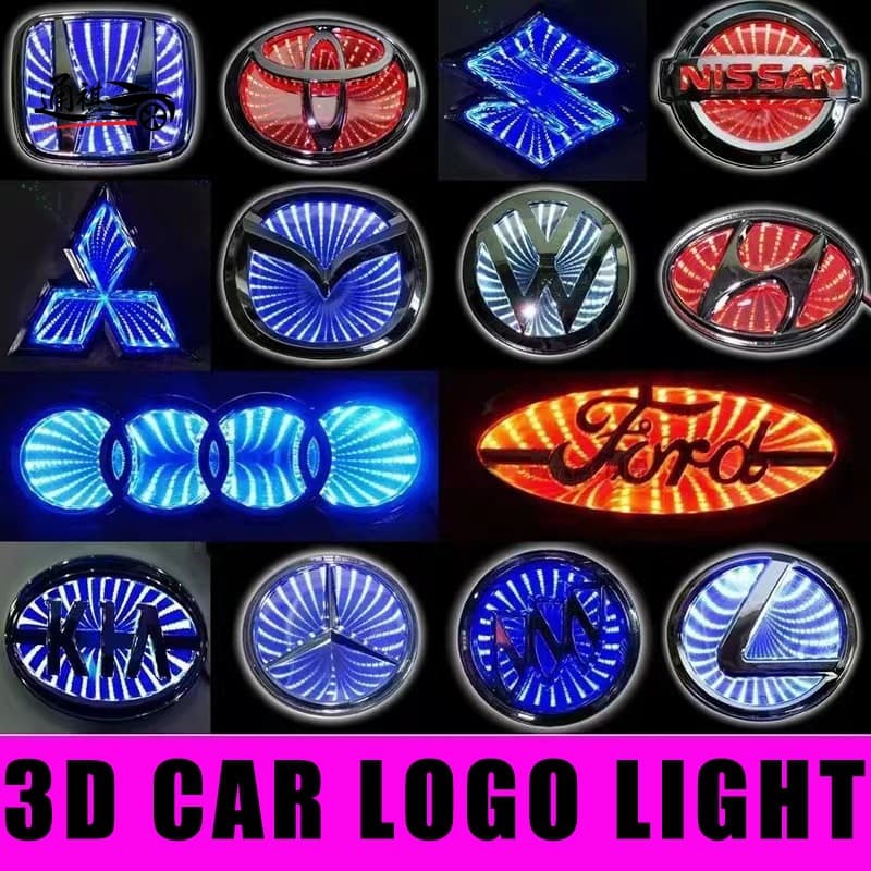 Cross-border 3D Emblem Light Compatible with Toyota Honda Buick Mercedes-Benz Glowing Emblem Glowing LED Rear Emblem Light