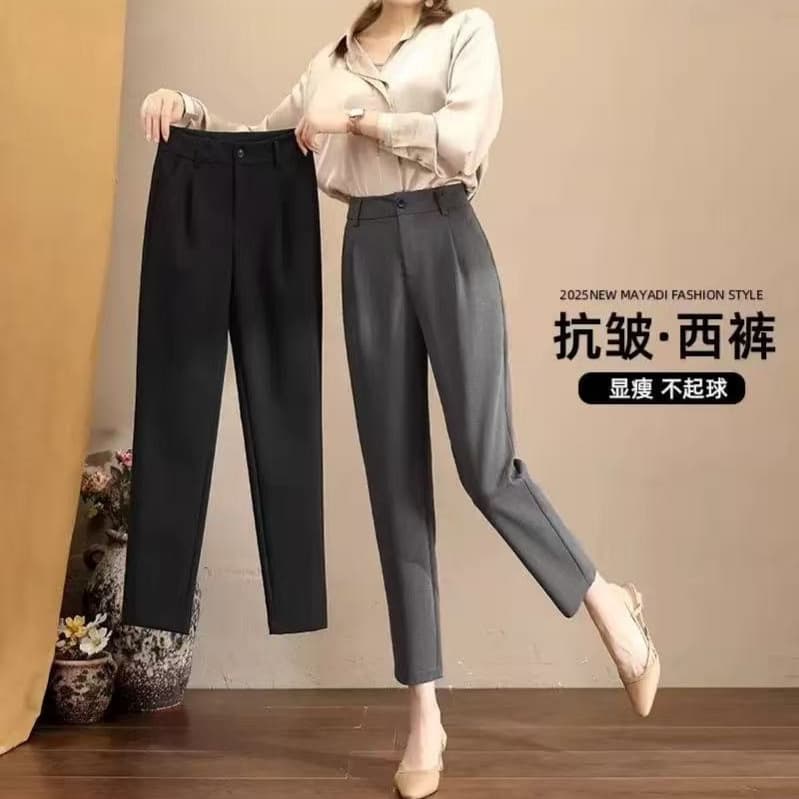 Cross-border suit pants for women, spring and autumn harem pants, carrot leg pants, petite nine-point drape cigarette pants wholesale