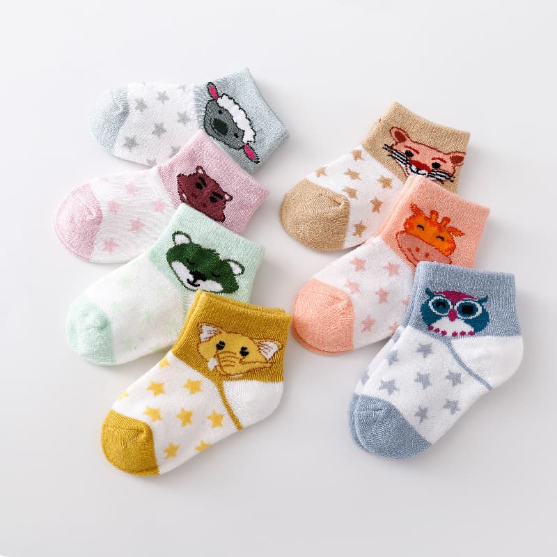 7-Pack Newborn Baby Boy Girl Socks Cute Cartoon Cotton Socks Spring Autumn New Style Unisex Baby Socks