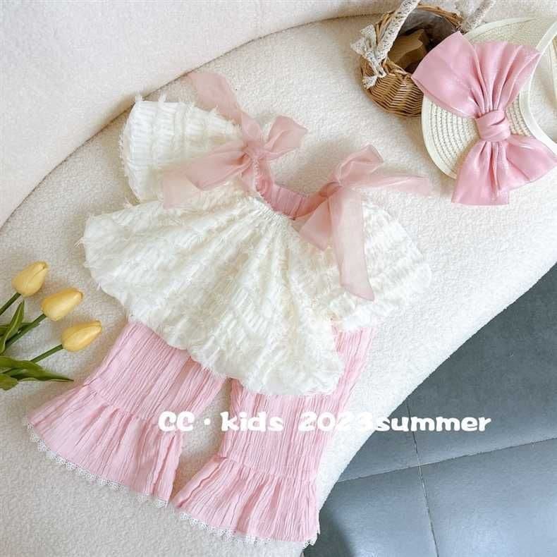Girls Summer Suit New Fashionable Baby Girl Short-Sleeved Top Children's Casual Pants Summer Two-piece Suit