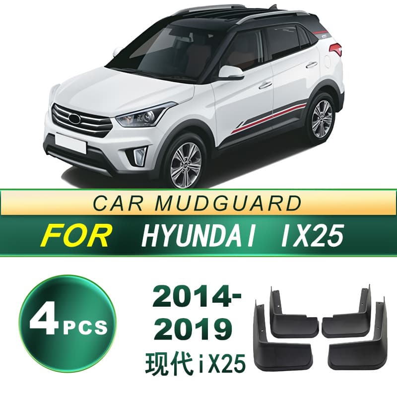Compatible with 2014-2019 Hyundai iX25 Car Mud Flaps, Soft Rubber Mudguard Modification, Upgrade, No Drilling Required