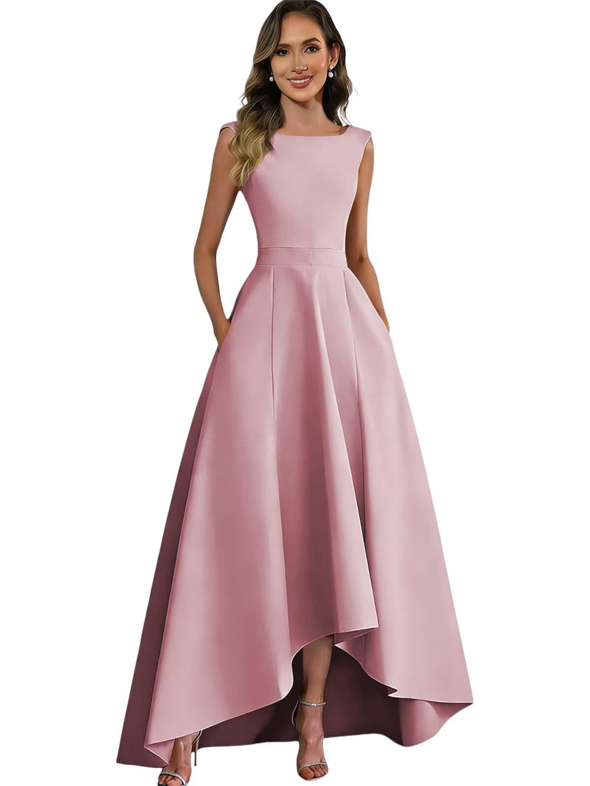 Cross-border Hot Selling Sleeveless Evening Dress Women Front Short Back Long Bridesmaid Sister Group Bestie Outfit Banquet Red Carpet Gown A-Line Skirt