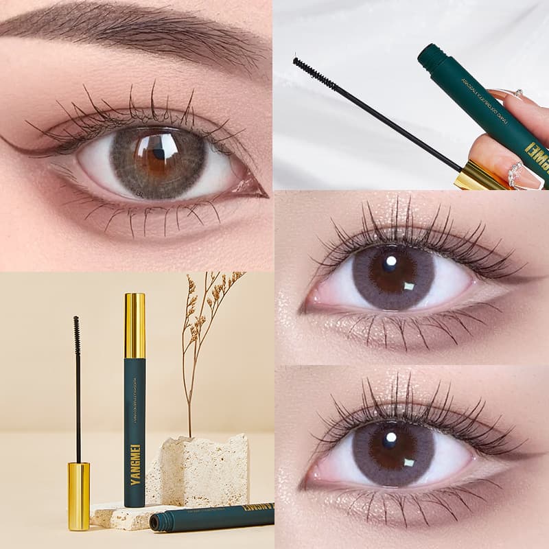 Yangmei Mascara Waterproof, Sweat-Proof, Long-Lasting, Smudge-Resistant, Volumizing, Slim, Curling, Small Fine Brush Head, Black Eyelashes