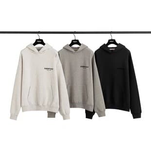 ESSENTIALS Season 8 High-Street Relaxed Unisex Heavyweight Hoodie with Back Flocking